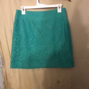 Loft green eyelet mini skirt
